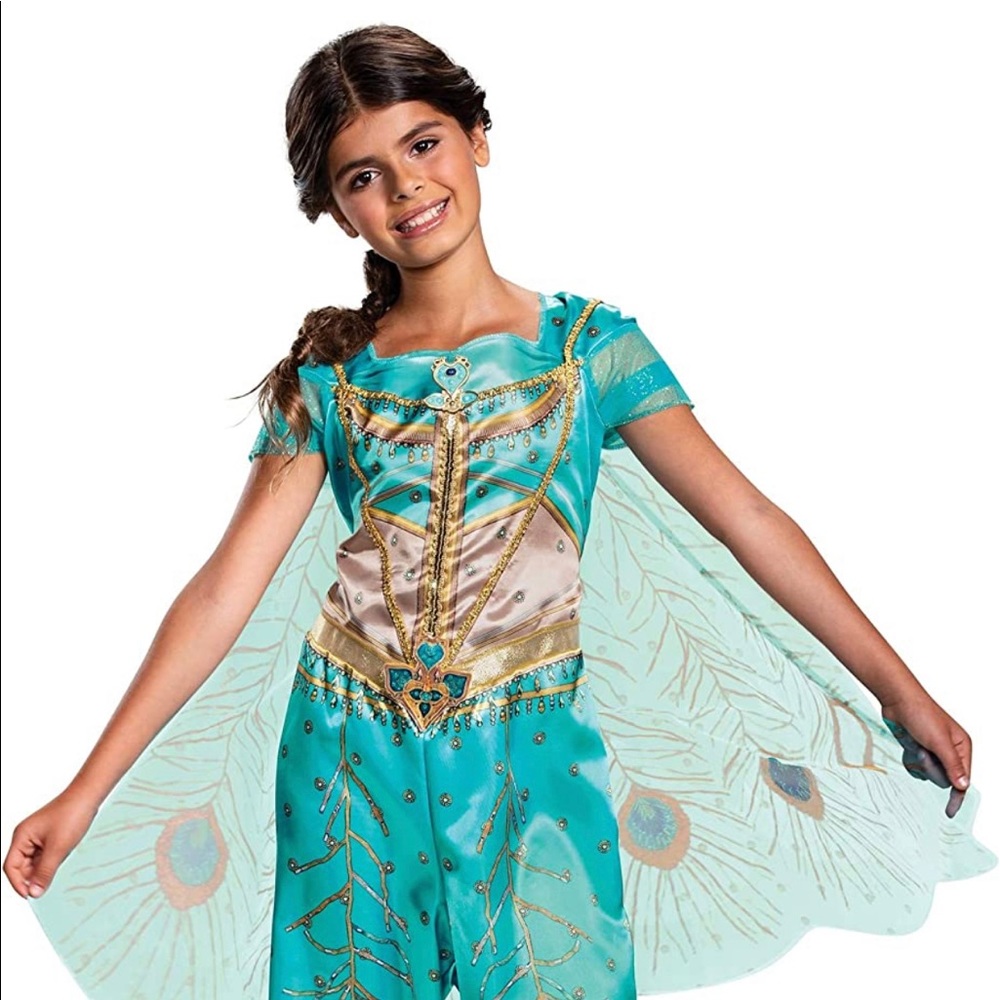 Official Disney Aladdin Jasmine Costume and Wig for girls 7/8